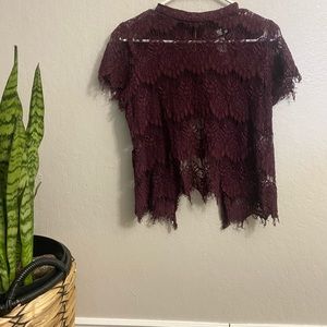 INNY Burgundy Lace Crop Top